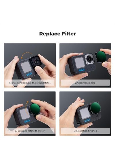 K&f Concept Gopro Uyumlu Değişken Nd2-32 Ve Nd32-512 Filtre Seti / 13-12-11-10-9 Uyumludur