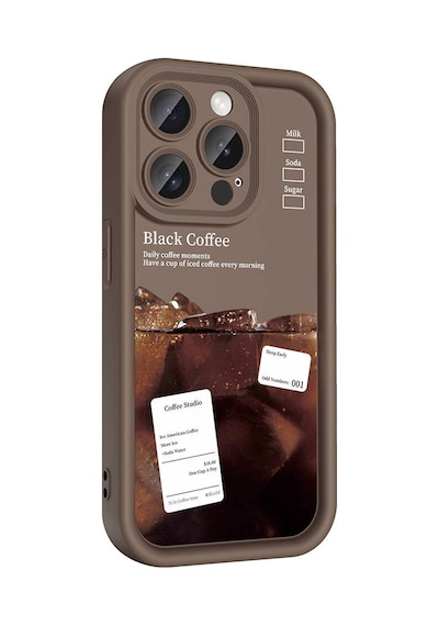 Goocamp Apple Uyumlu iPhone 14 Pro Kılıf Kamera Korumalı Baskılı Arka Yüzey Klas Kapak - Koyu Kah Koyu Kahve