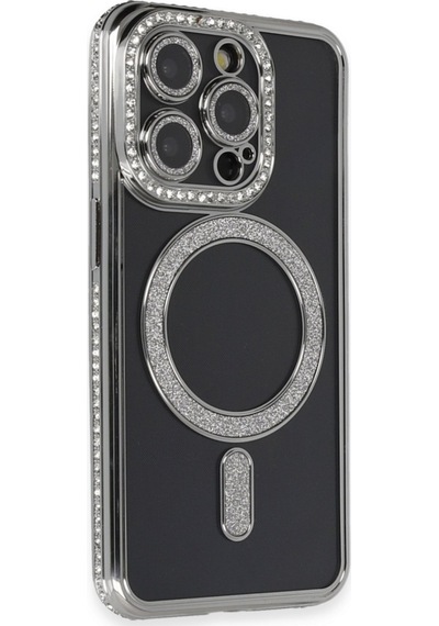 Apple Uyumlu iPhone 14 Pro Max Uyumlu Kılıf Joke Simli Magneticsafe Kılıf - Gri
