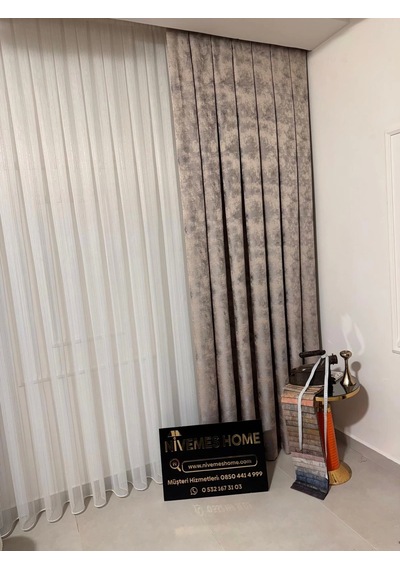 Nivemeshome İstanbul V-5304 1/3 Sık Pileli Fon Perde Apm Vizon
