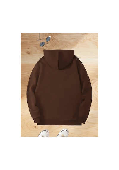Medinenur Perfectly Baskılı Kapüşonlu Sweatshirt Kahverengi