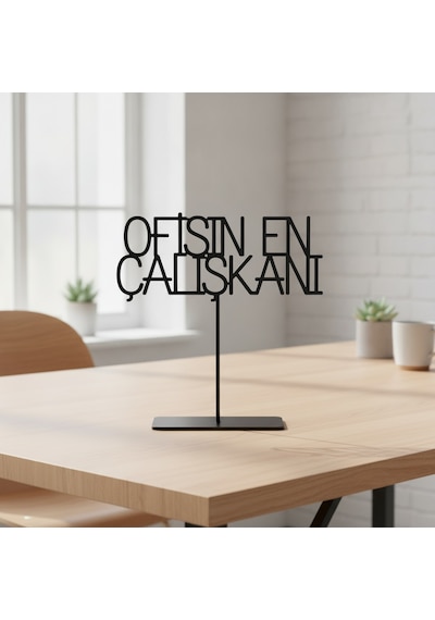 Ofisin En Çalışkanı Minimalist Siyah Metal Masa Üstü Dekoratif Obje - Modern Ofis Aksesuarı