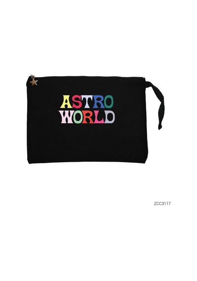 Zepplin Giyim Travis Scott Astroworld 2 Siyah Clutch Astarlı Cüzdan Siyah
