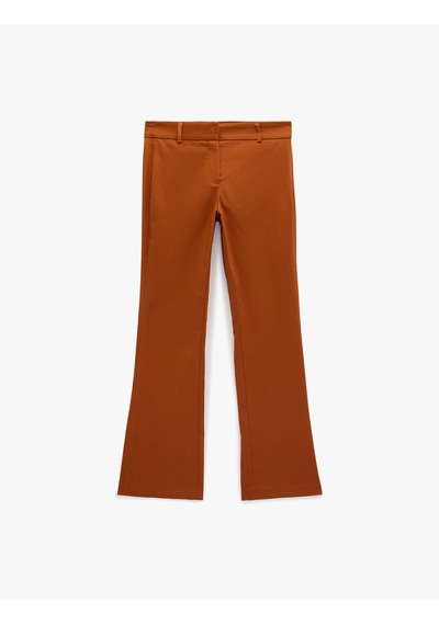 Koton Slim Fit İspanyol Paça Pantolon Kahverengi 6wak40246pw Kahve