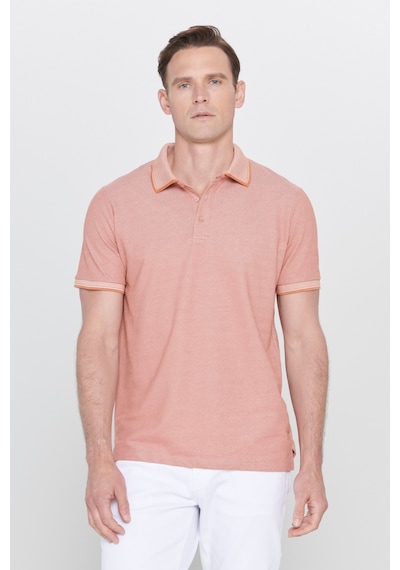 Ac&Co / Altınyıldız Classics 4A4820200047Ktes Düğmeli Polo Yaka Cepsiz Slim Fit Erkek Tişört Kiremit - Bej