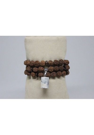Ay Taşlı Rudraksha Tohum Dolama Bileklik 8Mm