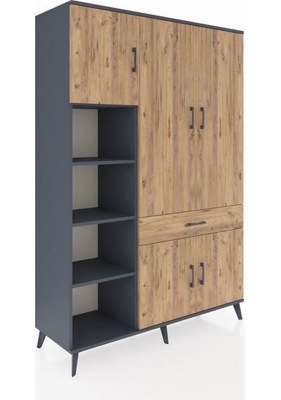 Hyperion Dolap 8 Raflı Tek Çekmeceli 5 Kapaklı 132x44x195 Antrasit-çam/çam Atlas Çam/atlas Çam Hyperion Dolap 8 Raflı Tek Çekmeceli 5 Kapaklı 132x44x195 Antrasit-çam/çam Atlas Çam/atlas Çam