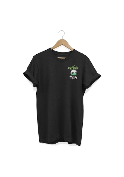Panda Baskılı Siyah T-shirt Siyah