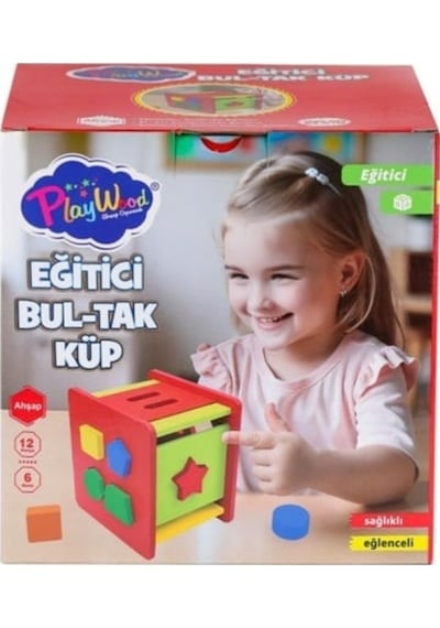 Ahşap Zeka Oyun Eğitici Bul Tak Küp Oyuncak 12 Parça 6 Renkli