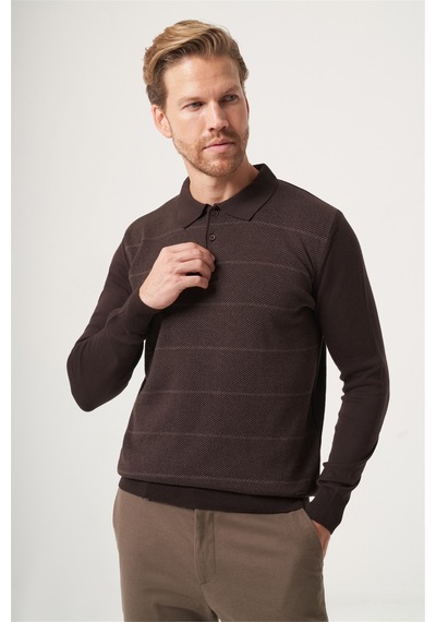 İmza Kahverengi Polo Yaka Uzun Kol Örme Comfort Fit Pamuklu Triko Kazak 1012265156 K.kahve-s.kahve İmza Kahverengi Polo Yaka Uzun Kol Örme Comfort Fit Pamuklu Triko Kazak 1012265156 K.kahve-s.kahve