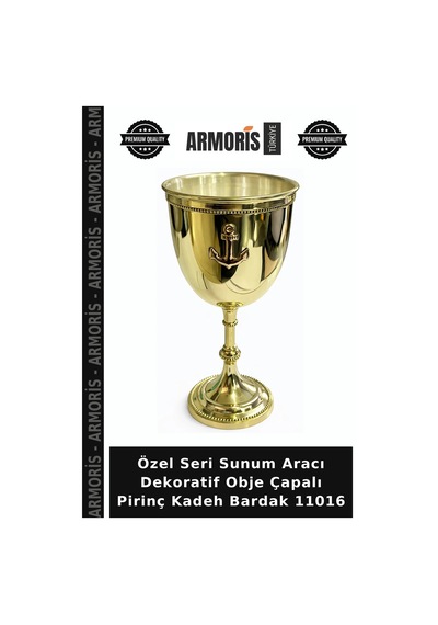 Özel Seri Sunum Aracı Dekoratif Obje Çapalı Pirinç Kadeh Bardak 11016 Çok Renkli