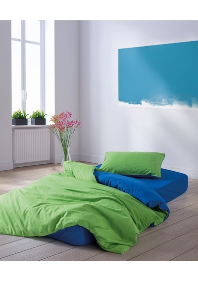 Cozy Home Popping Colors Tek Kişilik Lastikli Çarşaflı Nevresim Takımı Sage Yeşil-mavi