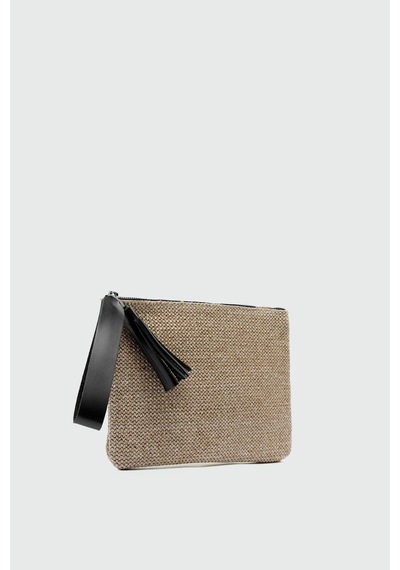 Shule Bags Juno Püskül Detaylı Hasır Clutch Çanta Siyah Siyah