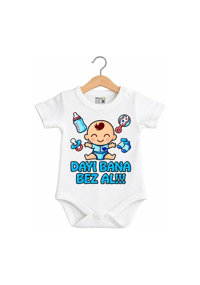 Babylimon Dayı Bana Bez Al Yazılı Baskılı Bebek Zıbın Beyaz - 936542299 Beyaz