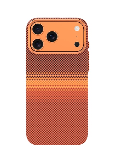Piili Apple iPhone Uyumlu 17 Pro Max Kevlar Serisi Magsafe Kılıf Dokuma Turuncu