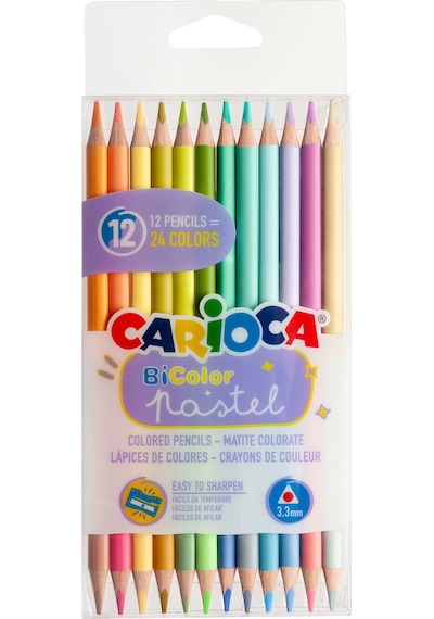 Carioca Çift Taraflı Kuru Boya Kalemi Pastel Renkler 12’li (24 Renk)