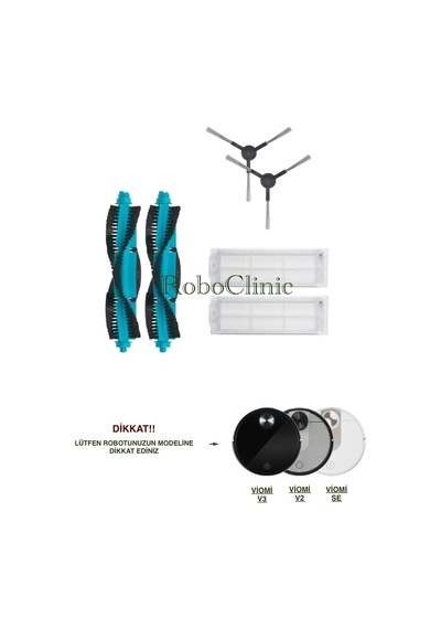 Xiaomi Mop Pro / Viomi Se-v2-v3-v2pro-v3pro Uyumlu Yedek Fırça,hepa Filtre Set-6 Parça