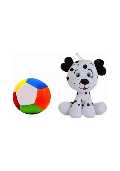 Peluş Dalmaçyalı Köpek 20 Cm Ve Peluş Top 12 Cm - 2 Ürün 1 Arada Oyuncak Siyah