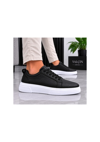 Yalçın Erkek Casual Bağcıklı Ortopedik Rahat Kaymaz Taban Sneaker Ayakkabı Siyah - 919615758 Siyah