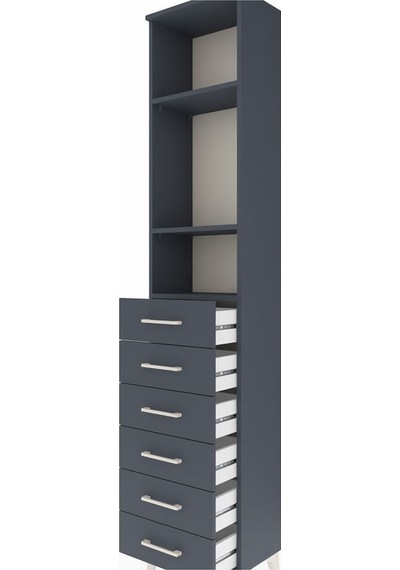 Arges Dolap 3 Raflı 6 Çekmeceli 44x30x221 Antrasit-antrasit Antrasit