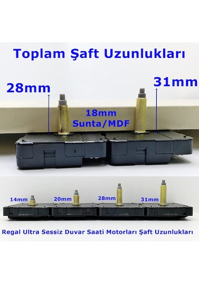 Regal Duvar Saati Motoru Metal Akrep Yelkovan Sessiz Mekanizma Siyah
