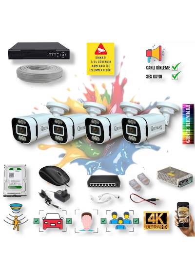 4 Kameralı Ip Set Yapay Zeka Özellikli Gece Renkli Sesli Ip 4386w 4 Kameralı Ip Set Yapay Zeka Özellikli Gece Renkli Sesli Ip 4386w