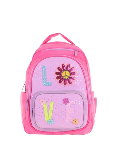 Kaukko Kids Simli Love Desenli Kız Çocuk Dört Bölmeli Okul Çantası - L5211 Pembe - Mor