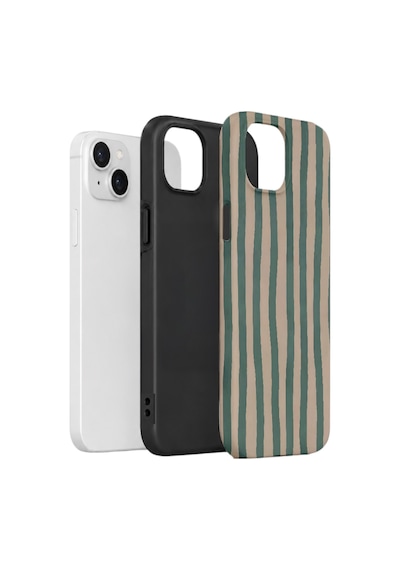 Apple iPhone Uyumlu 13 Vorian Çift Katmanlı Kılıf Sage Riviera Stripe