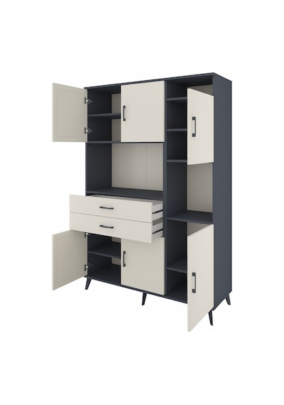 Hyperion Dolap 9 Raflı 2 Çekmeceli 6 Kapaklı 132x44x195 Antrasit-aytaşı/aytaşı Aytası/aytası