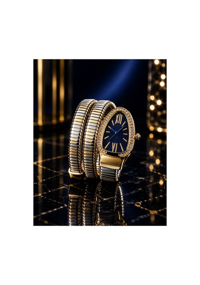 Yılan Model Kadın Kol Saati Her Bileğe Uyumludur Lacivert - 288676467 Rose Gold