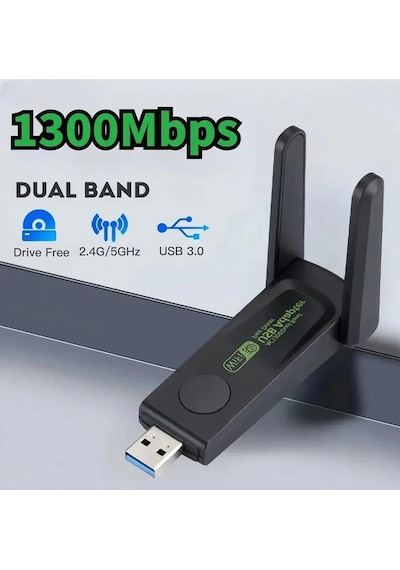 Maxgo 3125 1300 Mbps Dual Band Usb 3.0 Adaptör Kablosuz Wifi Alıcı 2.4ghz 5ghz Tak Çalıştır