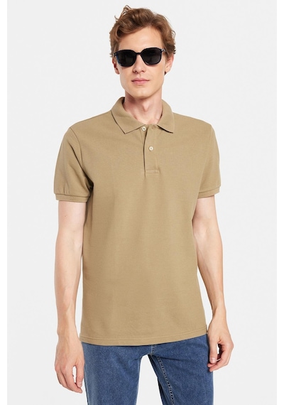 Tudors Erkek Slim Fit Dar Kesim %100 Pamuk Haki Polo Yaka Tişört-32796 Haki