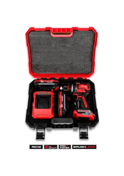 Assur 3095 21V Pro Seri Kömürsüz Çift Akülü Şarjlı Darbeli Matkap