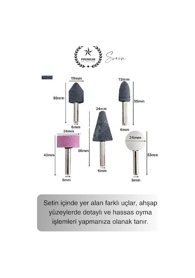 Premium 5 Parça Hobi Gravür Taşlama Ucu Mini Metal Ahşap Oyma Seti Parlatma Zımparalama Fırçalama