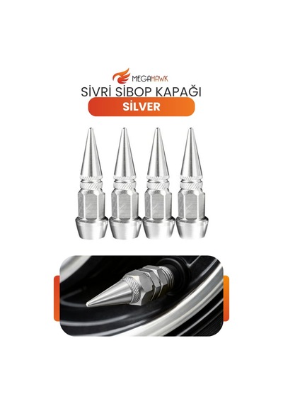 Sivri Sibop Kapağı Silver Metal 4 Lü Set Universal Lastik Sibop Koruyucu Kapak