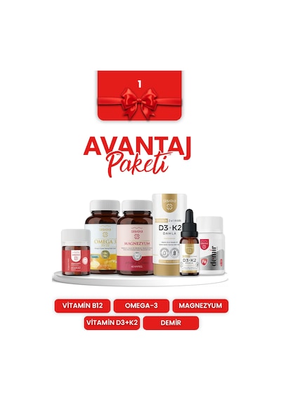 Erbatab Avantaj Paketi 1 (Magnezyum, D3K2, B12 - B9, Omega, Demir)