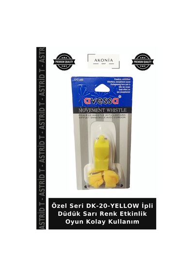 Özel Seri Dk-20-yellow İpli Düdük Sarı Renk Etkinlik Oyun Kolay Kullanım