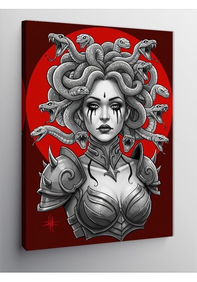 Kanvas Tablo Medusa Ve Yılanlar Çizimi 70cmx100cm