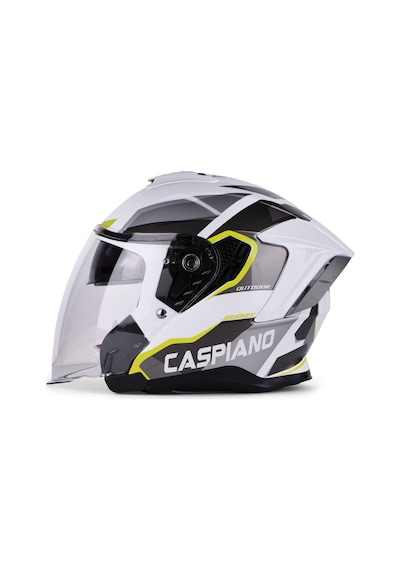 Valente Çenesiz Yarım Kask Çenesiz Csp 097 Matt Glossy White Gray Neon Yellow Şeffaf Vizörlü Motosiklet Kaskı Sarı