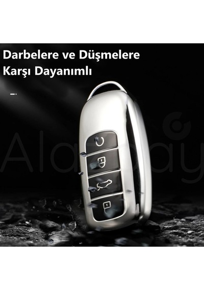 Chery Tiggo 8 Pro Max Tiggo 7 Pro Max Omoda 5 Pro & Jaecoo Parlak Tpu Anahtar Kılıfı Rose