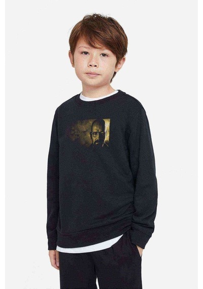 Tshirthane Breaking Bad Chemistry Baskılı Unisex Çocuk Siyah Sweatshirt Siyah