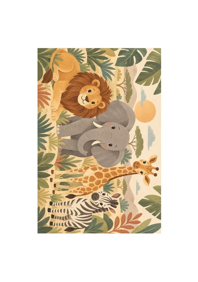 Kartela Halı Safari Dostları Çocuk Oyun Halısı Kaymaz Dot Taban Yıkanabilir 120 X 180 Cm