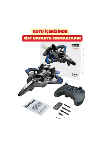Mini Drone Savaş Uçağı Çocuk Drone 360 Uçuş, Tek Tuş Kalkış, Uzaktan Kumandalı, Çift Bataryalı