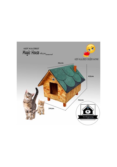 Kedigram Kedi Kulübesi Büyük Kedi Evi Magic House Villa Greenroof