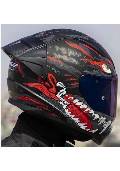 Ls2 Rapıd 2 Race Kaıju Fullface Motosiklet Kaskı Mavi Camlı Siyah