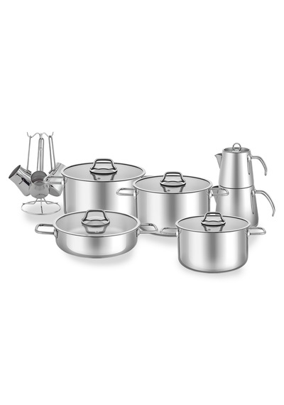 Hascevher Octavia 15 Pcs Ten. Set 18/20/24 Ten/24karn/cezve/çaydanlık Açık Gri
