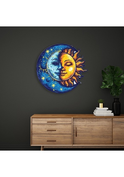 Güneş-ay Yüzü Boho - Metal Tablo - Dec0161 70 X 70 Cm Çok Renkli