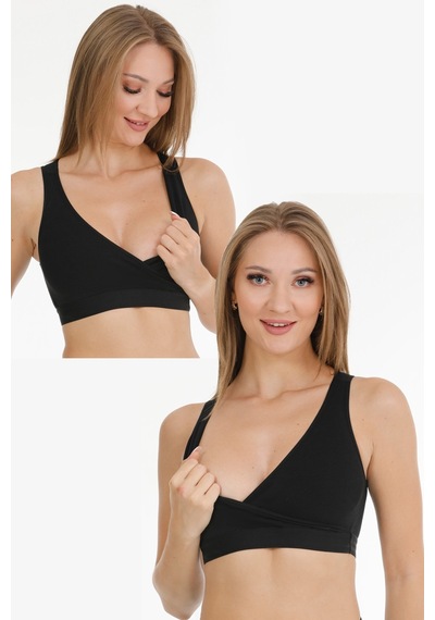 Parlingerie Emzirme Sporcu Büstiyeri 2li Set Siyah-siyah