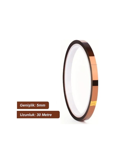 Kapton Bant 5mmx30m Yüksek Isıya Dayanıklı Yanmaz Bant
