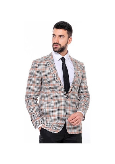 Wessi Ekose Desenli Slim Fit Turuncu Siyah Erkek Ceket - Wessi Turuncu